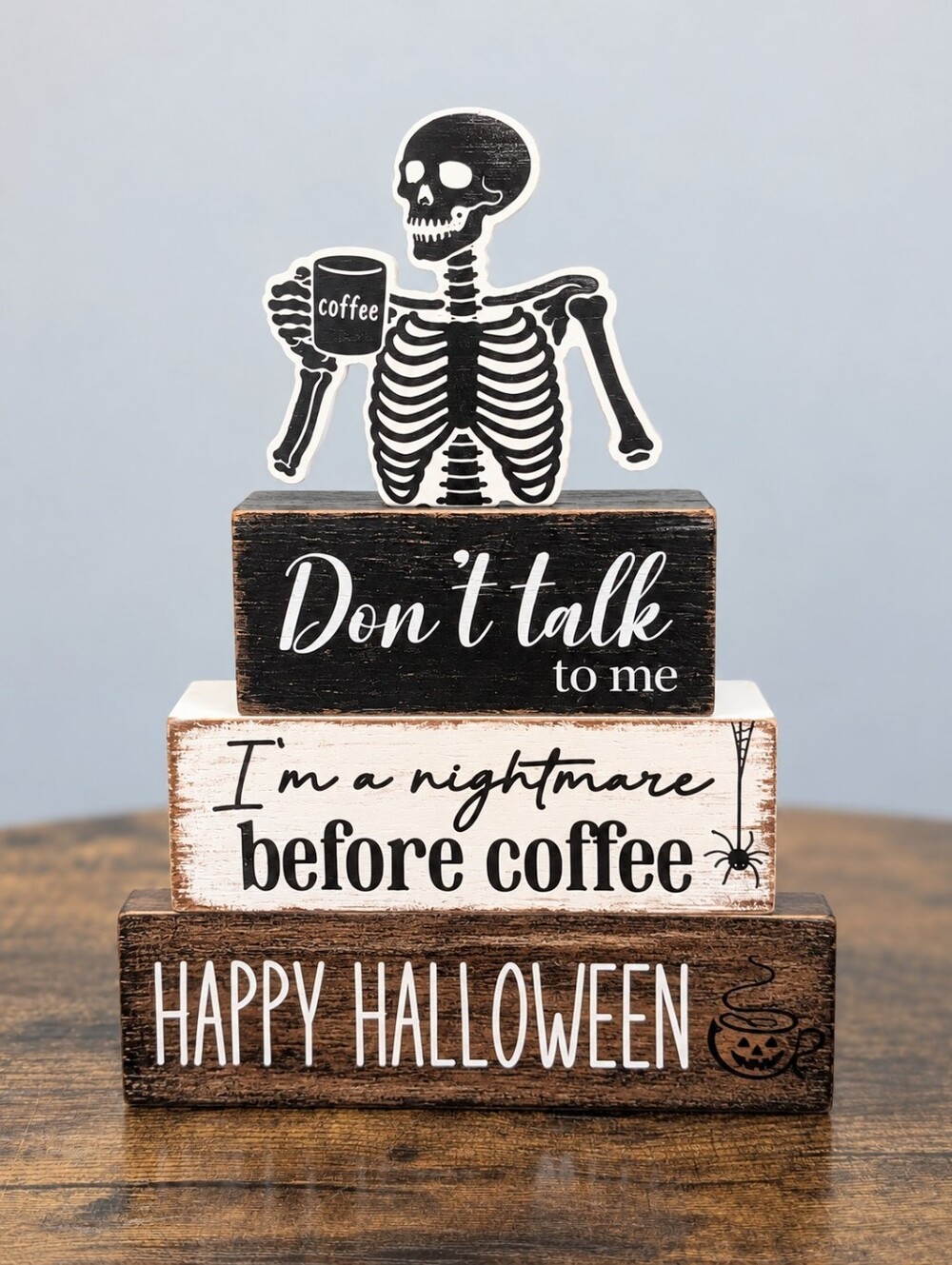 Nightmare Before Coffee Halloween Shelf Table Stacking Table Decor